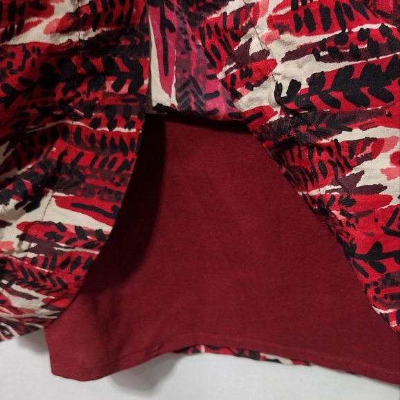 Fossil 100% Silk Artsy Shirt Dress Women's S Red Cottagecore Peasant Retro 90s - Picture 7 of 9